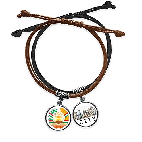 Bracelet Tadjikistan cadeau idéal en cuir et corde tressée Sidi