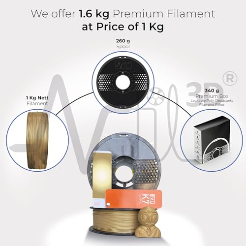 Image of NFIL3D 1.6KG PETG+ Glittering Gold 3D Printer Filament | Filaments for 3D Printer| 1.75mm| Accuracy - + /- 0.015mm | 1000g 3D Filament, 250g Spool & 350g Packaging Weight (Total Weight 1.6KG)