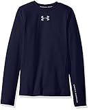 Under Armour Boys' ColdGear Armour Crew, Midnight Navy/Steel, Youth Small