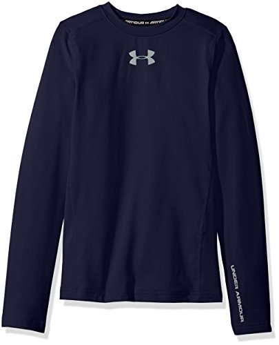 Under Armour Boys' ColdGear Armour Crew, Midnight Navy (410)/Steel, Youth Small