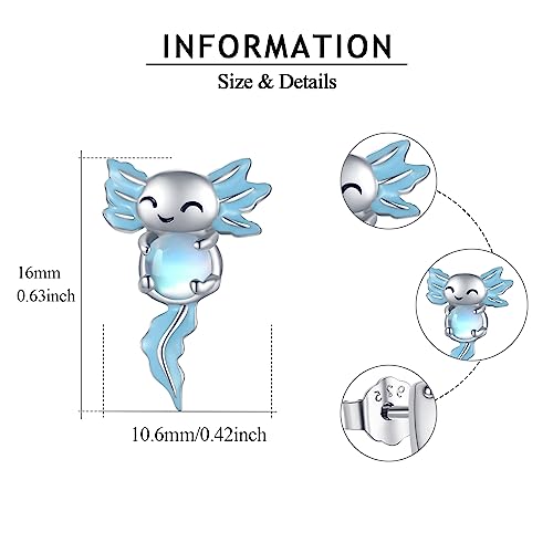Axolotl Stud Earrings for Women 925 Sterling Silver Axolotl Earrings Hypoallergenic Animal Jewelry3