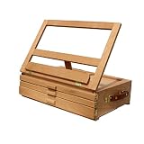 EVANEM Caballete de Madera for Artista DLOETT, Pintura con cajón, Caja de Mesa, Suministros de Arte de Pintura de Escritorio portátil