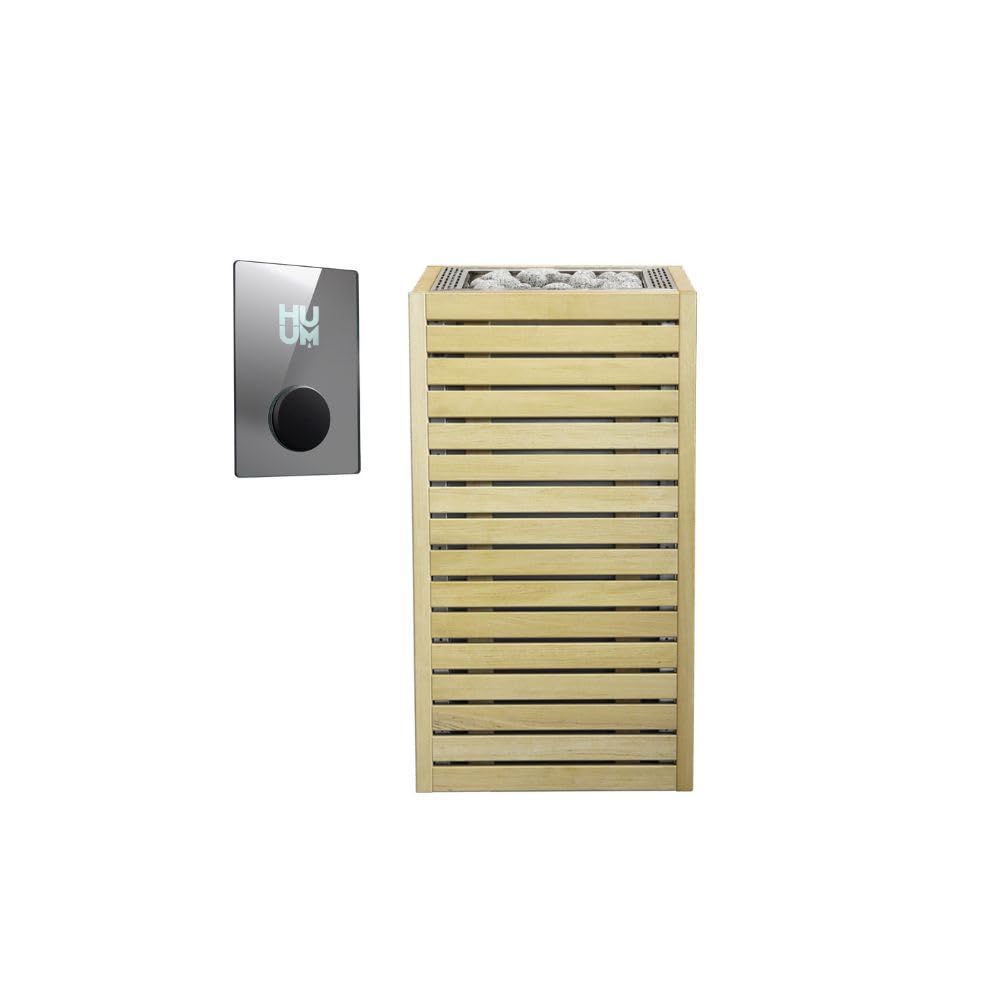 HUUM CORE6 6.5KW Series, Sauna Heater, Customizable Exterior with Control (Sauna Stones Included) (6.5kW Alder Wood - Stainless Steel Inlay, UKU WiFi - Mirror)