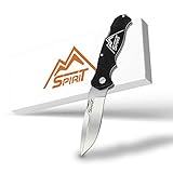 Outdoor Spirit® Zweihand Klappmesser 2 in 1 - Taschenmesser mit scharfer Edelstahlklinge 440C - Zweihandmesser mit Aluminiumgriff - Outdoor-Messer für Camping & Wandern (Schwarz)