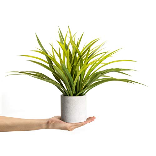 Planta de folhas longas em vaso artificial de veludo com suporte de metal para decoração de casa (fo