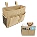 kelav Bett Organizer zum Einhängen,5-Fach Betttasche 30x20cm Beige,Baumwoll-Leinen Hänge-Organizer für Babybett,Campingstuhl & Reise,Nachhaltiger Hängespeicher mit Klettband