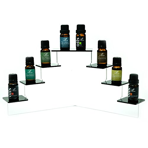 SOURCE ONE Deluxe Acrylic 7 Tier Display Stand, Available in 3 Sizes Clear & Black (Small, Black)