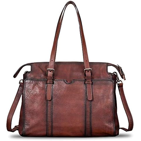 IVTG Genuine Leather Handbag for Women Vintage Handmade Top Handle Bag Crossbody Satchel (Coffee) Cover