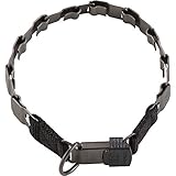Sprenger Hundehalsband Neck-Tech Fun mit ClicLock Verschluss I Hundehalskette aus rostfreiem mattem Edelstahl, matt schwarz, Flache austauschbare Gliederkette, 48cm