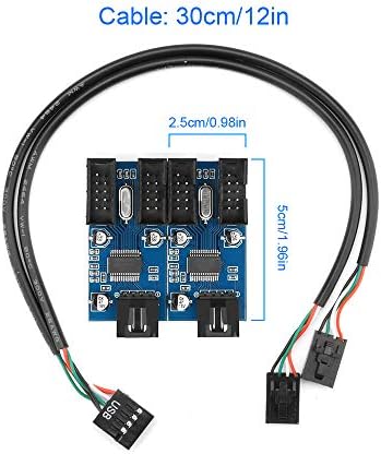 Motherboard 2.0 9pin USB Header 1 to 4 Extension Hub Splitter Adapter - Converter USB 2.0 Female to 4 Female - 30CM USB 9-pin Internal Cable 9 pin Connector Adapter Port Multiplier