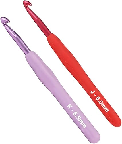 Gancho de ganchillo de 0.236in y 0.256in, 2 unidades, agujas de mango de goma de agarre suave, juego de ganchos de ganchillo ergonómicos, aguja de Gancho de ganchillo de 0.236in y 0.256in, 2 unidades, agujas de mango de goma de agarre suave, juego de ganchos de ganchillo ergonómicos, aguja de