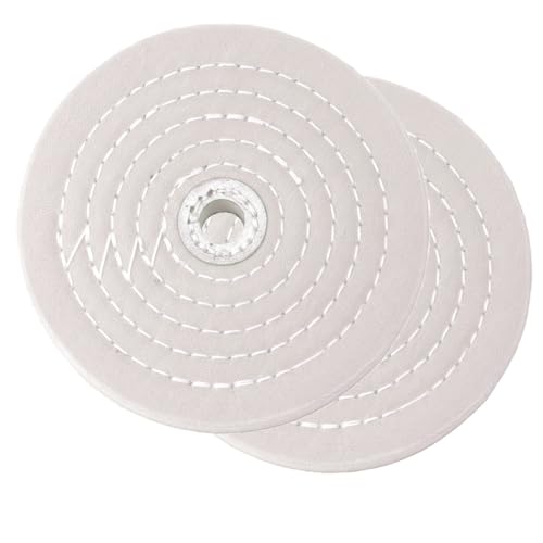 JUNLIXN 2 Pcs 6" Extra Thick Cotton Buffing Wheel, 5/8" Arbor Hole