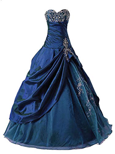 Zorayi Robes de Bal Robes de soirée Longue Robes de mariée Organza Taffetas Femmes Chérie Bleu Taille 40