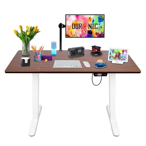 Duronic CD140 WT Höhenverstellbarer Schreibtisch, Computertisch für Büro und Gaming, elektrischer Schreibtisch mit USB Port, 140 x 60 cm Sitz-Steh-Schreibtisch, Höhenverstellbar von 72 bis 118 cm