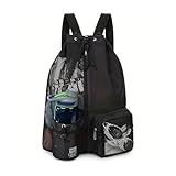 Yiortbe Mochila de playa ultraligera y plegable de malla. Bolsa de natación con cordón ajustable. Bolsa deportiva unisex impermeable, ideal para playa, ciclismo y natación. Negra.