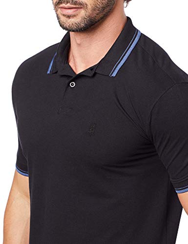 Camisa Polo Friso, Polo Wear, Masculino, Preto/Azul, GG
