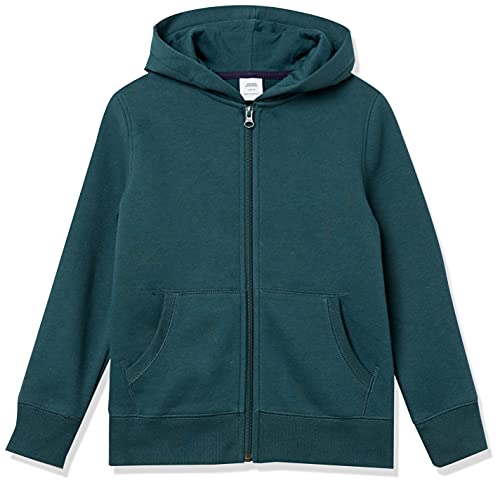 Amazon Essentials Jungen Fleece-Kapuzenpullover mit Reißverschluss, Dunkelgrün, 8 Jahre