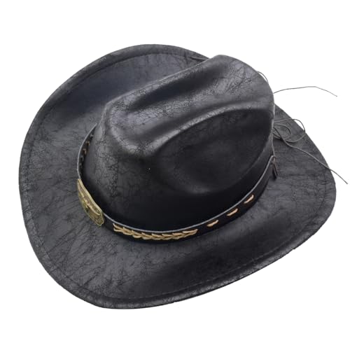 Ifsun Western Cowboy Hat For Women & Men Leather Cowgirl Hat Wide Brim With Belt Buckle Black thumb #7