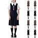 Girls Preppy Style Jumper Dress Short Sleeve Lapel Shirt with Necktie Pleated Cute School Uniform Outfits for 3-15 Years