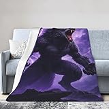 Lightning Werewolf Beast Blanket Halloween Werewolf Throw Blanket Dark Fantasy Monster Wolf Pattern Soft Cozy Blanket for Couch Bed Home Decor50 X40