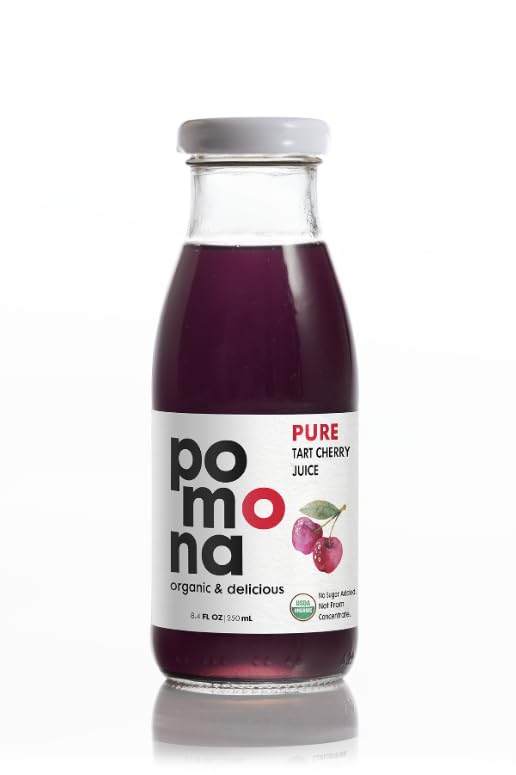 Image of Pomona Organic Pure Tart Cherry Juice, Cold Pressed, Non-GMO, No Sugar Added, Not from Concentrate, Gluten Free, Kosher Certified, Preservative Free,8.4 Fl Oz (Pack of 12)