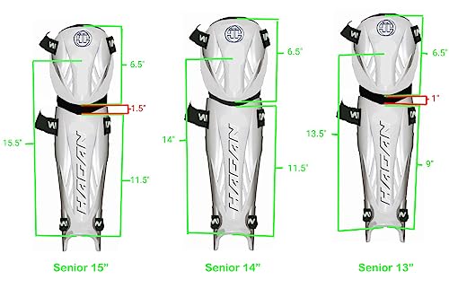 Hagan H-3.0 Shin Guards (Dek, Street And Ball Hockey) (15'' Black), White, Red, Blue #TOP4