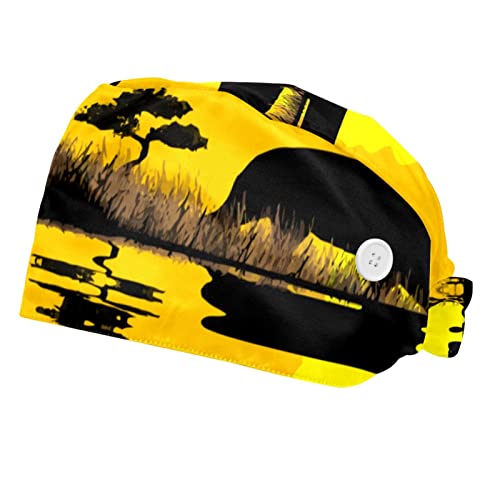 Chapeaux bouffants et casquettes de travail ajustables JDEZ imprimé savane pour adultes