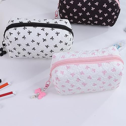 Mahnerop Bow 化粧バッグ 2枚組 大容量 - Bow ペンケース,女の子 旅行 キッズ 可愛い 小物入れ 化粧ポーチ