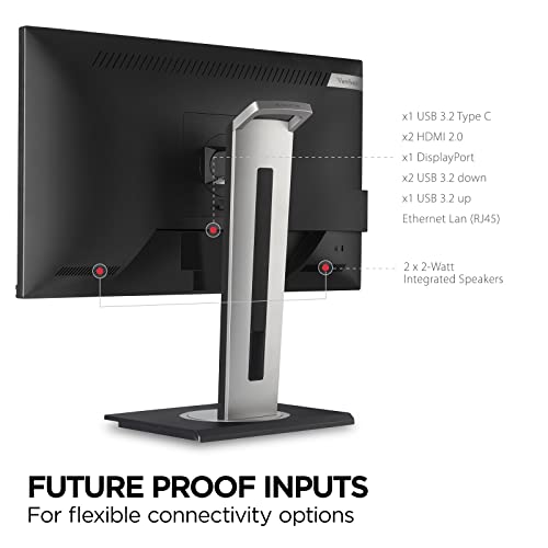 Image of ViewSonic VG2756-4K 27 Inch 4K Monitor, IPS Display with 90W USB-C for Smooth Home and Office Productivity, Full Ergonomic Adjustability, RJ45, HDMI, USB Hub, and DisplayPort Inputs