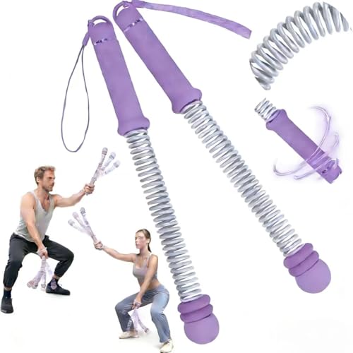 Battle Ropes for Home Workout, 2 Pack Silent Apartment Safe Fitness Rope with Adjustable Weight Rings, Portable Cardio Equipment for Full Body HIIT, Men & Women All Levels (Purple)