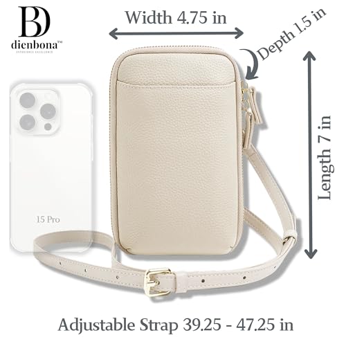 Genuine Leather Small Crossbody Phone Zipper Wallet with Replacement Adjustable Wide Strap & Key Ring, Card Slots Purse2