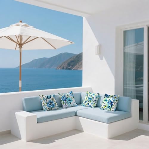 Housse coussin extérieur imperméable bleu pour salon de jardin - 6