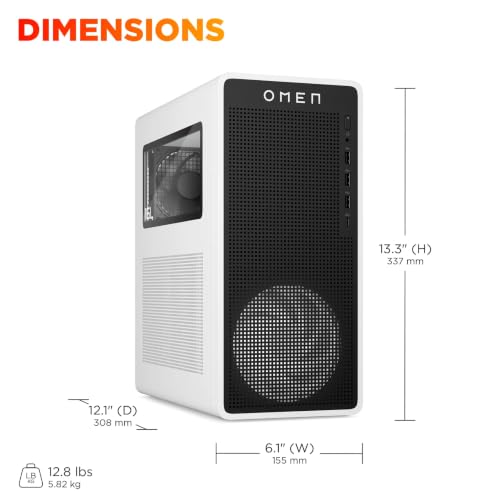 Image of HP OMEN 16L Gaming Desktop, NVIDIA GeForce RTX 3050 Graphics, Intel Core i5-14400F 10-Core Processor, 32GB DDR5 RAM 1TB SSD, Windows 11 Pro Tower Computer, Docking Station, Snow White