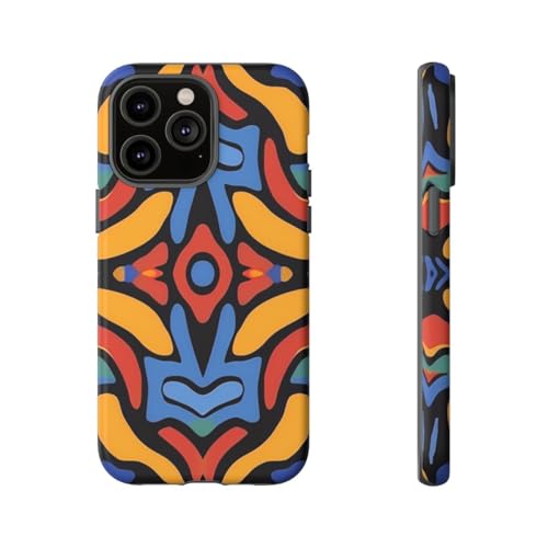 Coque iPhone 14 Pro Max jaune rigide mate à motif abstrait coloré