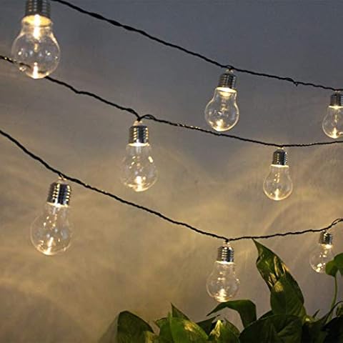 Solar Bulb String Lights,EHOFUN Waterproof 15.7ft 20LED Warm White Plastic Edison Globe Bulbs Solar Fairy String Lights 8 Mode for Outdoor Garden Wedding Christmas Party Decoration (Globe) Cover