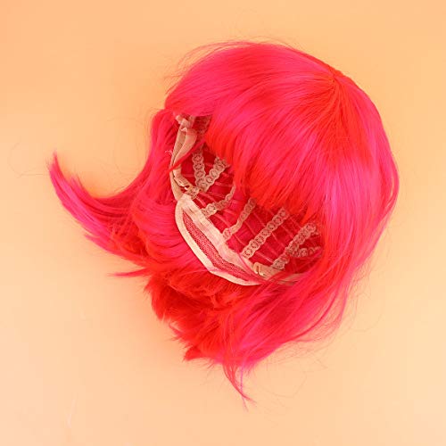 Lurrose Peruca de cabelo bonito Bang peruca bouffant moda peruca curta colorida cobertura de cabelo