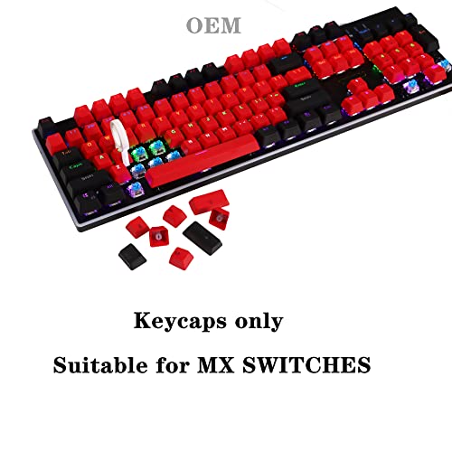 (keycap only) PBT keycap, 104-key Customization, 60% Backlight with Key Puller OEM Configuration American Layout, Suitable for 61/87/104Cherry MX Mechanical Keyboard (Red+Black) by iTastatur - Image 5