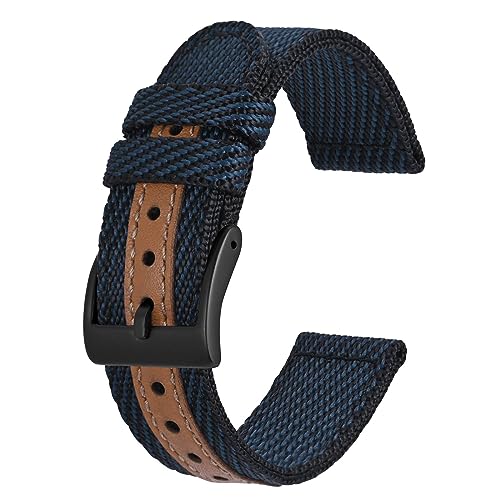 BISONSTRAP Sportowe nylonowe paski do zegarków, wojskowe, dla mężczyzn, 18 mm, 20 mm, 22 mm, wiele kolorów, 22mm, Nylon, Bez kamieni szlachetnych