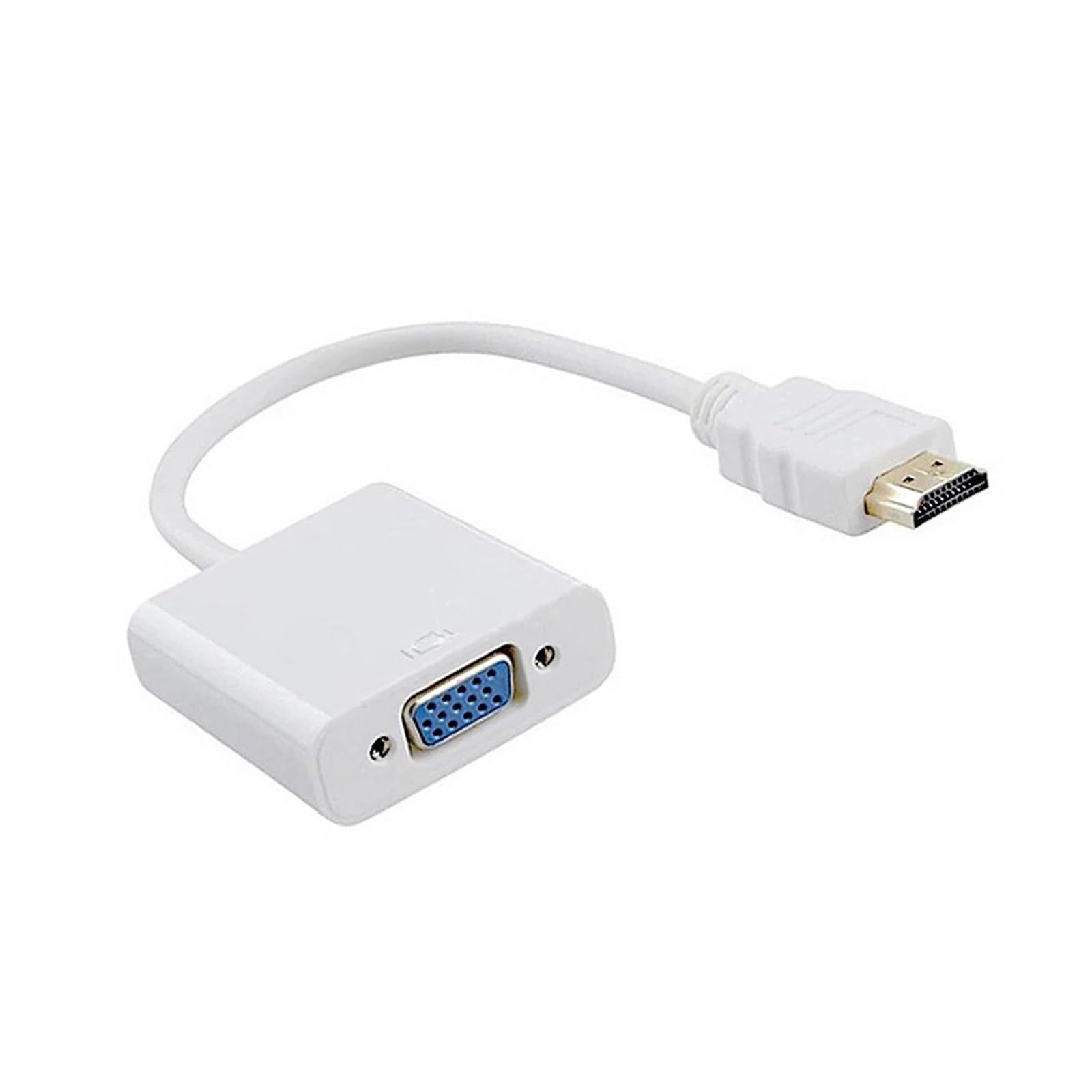 Adaptador HDMI a VGA 1080P chapado en oro para ordenador portátil PC proyector monitor (blanco)