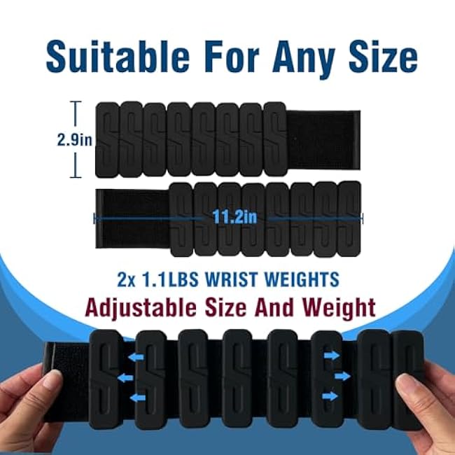 Wrist Ankle Weights for Women & Men, Adjustable Silicone Weighted Bracelet, Leg & Arm Weights for Workout Walking Running Yoga,Upgrade S-Streamline(1.1 lb Each, Set of 2 Total 1kg)