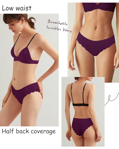 Image of LEVAO Seamless Underwear for Women No Show Ice Silk Bikini Breathable Hipster Wavy Sides Invisibles Panties 7 Pack S-XL