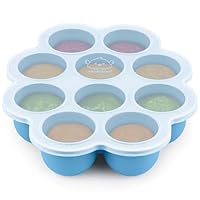 KeaBabies Silicone Food Freezer Trays with Lid, 2oz x 10 Pods Baby Food Storage Containers, Easy Puree Meal Prep, Breast Milk Silicone Freezer Molds, Dishwasher, Microwave Safe, BPA-Free (Misty Blue)