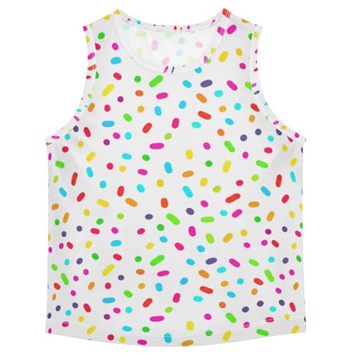J JOYSAY Colorful Candy Sprinkle White Boys Tank Top Sleeveless Muscle Shirts Quick Dry Kids T-Shirts 3-15T