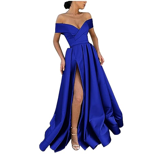Robe de soirée élégante en satin à coupe trapèze et épaules dénudées