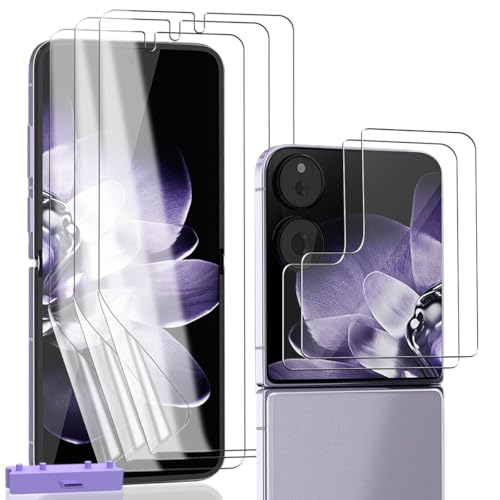 Zerrshoo Protector de Pantalla para Xiaomi Mi Mix Flip, HD Película Protectora 3 Piezas y Cristal Templado Protector Cámara 2 Piezas, Antiarañazos, Antihuellas, Cobertura Completo, Instalación Fácil