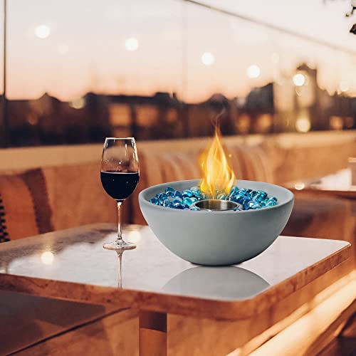 Tabletop Fire Bowl, 10.5 Inch Portable Clean Burning Alcohol Firepit, Concrete Fireplace For Indoor And Outdoor Use #TOP4