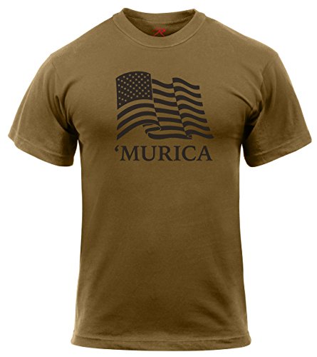 Rothco 'Murica US Flag T-Shirt (US, Alpha, Medium, Regular, Regular, Brown)