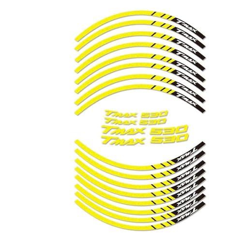 Autocollants TMAX 530 réfléchissants et stickers jante moto imperméables jaune