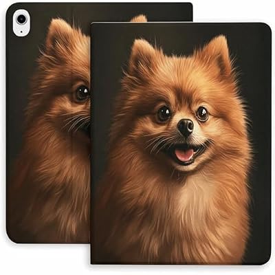 Fluffy Pomeranian Portrait Case for iPad 9th/10th/11th Gen,Mini 5/4/3/2/1(7.9in) Mini 6 (8.3in) Mini 7(8.3in),Air 4/5/6/7,Pro 11in(2020/2021/2022/2024) Auto Wake/Sleep