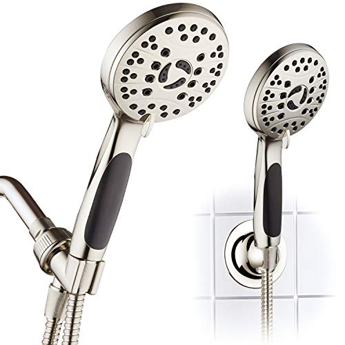AquaSpa High Pressure 6-setting Luxury Handheld Shower Head – 6 Foot Stainless Steel Hose – Anti Clog Jets – Anti Slip Grip – All Brushed Nickel Finish – Top US Brand – Includes Extra Wall Bracket AquaSpa High Pressure 6-setting Luxury Handheld Shower Head – 6 Foot Stainless Steel Hose – Anti Clog Jets – Anti Slip Grip – All Brushed Nickel Finish – Top US Brand – Includes Extra Wall Bracket
